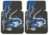 Blue Fire Flame Dragon 2 Pc Floor Mats Set