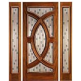 PL-02 T.G. Zinc 12''x80'' Solid Mahogany Entry Door with Mosaic Style Glasswork