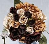 Chocolate Brown Mix Silk Roses Bouquet Arrangement