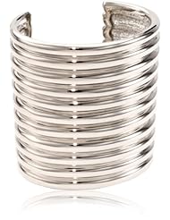 Giuseppe Zanotti Silver Finish Ridged Cuff Bracelet