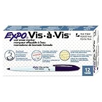 Expo Vis-A-Vis Wet-Erase Markers, 12 Purple Markers (16008)