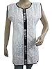 Indian Tunic Top Kurta White Black Edging Cotton Womans Tunic M