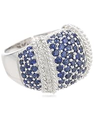 Sterling Silver Created Blue Sapphire and White Diamond Twisted Ring, Size 7