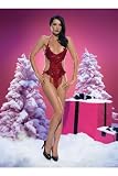 Sexy Adult Womens Xmas Christmas Costume Santa's Halter Beaded And Sequined Applique Teddy Lingerie Leg Avenue By Fenvy