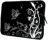 13 inch Black and White Butterflies Floral Garden Notebook Laptop Sleeve Bag Carrying Case for MacBook Acer ASUS Dell HP Lenovo Sony Toshiba