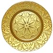 Glass Ornate Beaded Design Gold Dinner Plate 11" D