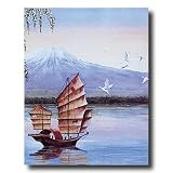 Japanese River Boat Asian Wall Decor Picture Art Print by 