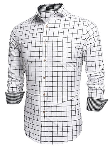 Coofandy Men's Fashion Long Sleeve Plaid Button Down Casual Shirts