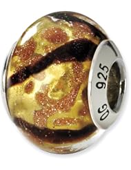 Sterling Silver Yellow/Black/Gold Italian Murano Charm Bead Fits Pandora Chamilia Biagi Bracelet