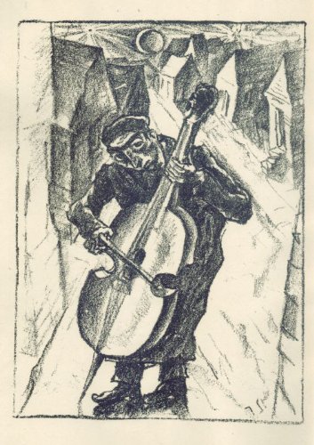 Musikalische Novellen. Mit fünf Original-Lithographien von Jacob Steinhardt. [Die fünf Lithographien illustrieren die folgenden Novellen: Schma Jißroel oder Der Bassgeiger, Die Wandlungen einer Weise, Die Kabbalisten, Der Purimgeiger, Er spielt für den Teufel. / Mit zwei Seiten jiddischer Worterklärungen]. Die Übersetzungen aus dem Ostjüdischen stammen von Alexander Eliasberg.