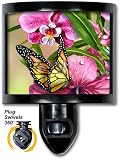 Decorative Night Light Monarch & Flowers Butterfly Bug