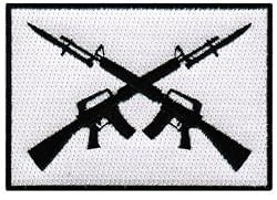 M16 Crossed Rifles Iron-On Patch Embroidered Military Bayonets Emblem 2nd Amendment Flag