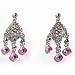 Sterling Silver Earrings with Pink CZ - Size: 49mm