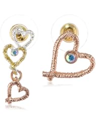 Betsey Johnson "Paris is Always a Good Idea" Heart Mismatch Stud Earrings