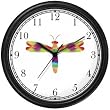 Multicolored No.1 Dragonfly or Dragon Fly - JP Wall Clock by WatchBuddy Timepieces (Hunter Green Frame)