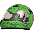 Daytona Shadow Skulls D.O.T. Approved Full Face Street Bike Racing Motorcycle Helmet - Green / 3X-Large