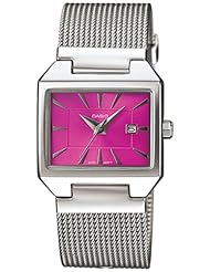 Casio Womens Core LTP1333BD-4A Silver Stainless-Steel Quartz Watch with Pink Dial