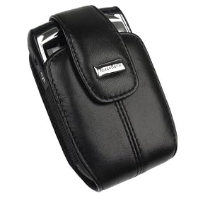 RIM Blackberry 8800, 8830 PDA Permium OEM Original Lambskin Black Leather Swivel Holster Case with Belt Clip -13143-001