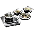 Karcher 112709 Induktionsplatte Black Star inklusive 7-teiligen Kochtopfset Aurora, schwarz