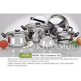 10pc Stainless Steel Cookware Set by KittAmor by KittAmor