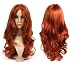 Cosplayland C800 - 65cm Glamourlook Mittelscheitel Welle Locken natürlich Perücke rot-braun