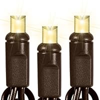 (50) Bulbs - LED - Warm White Wide Angle Mini Christmas Lights - Length 25 ft. - Bulb Spacing 6 in. - 120V - Brown Wire