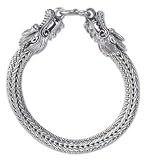 Men's Jewelry, Sterling Silver Braided Bracelet, 'Fierce Dragons' 0.6 W 7.9 L