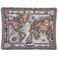 Antique Like Old World Map Picture Tapestry Throw Blanket 50 x 70