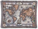 Antique Like Old World Map Picture Tapestry Throw Blamket 50 x 70