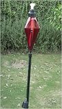 72 Inch (set Of 6) Red Glass Outdoor Garden Tiki Torches