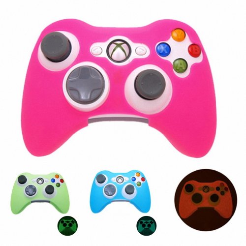 PINK GLOW in DARK Xbox 360 Game Controller Silicone Case Skin Protector Cover (Many Colors Available)