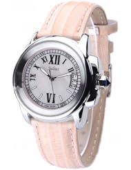 (JULIUS) Womens Quartz Wrist Watch with Date Window & PU Leather Band - Pink SWWM3-183125