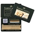 Faber-Castell - PITT Monochrome - Crayons et craies pour artistes - Bo�te m�tal de 12 (Import Royaume Uni)