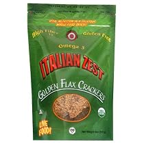 Foods Alive Golden Flax Crackers, Italian Zest, 4-Ounce Pouches (Pack of 6)