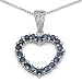 0.90 Carat Genuine Sapphire & Diamond Silver Heart Pendant