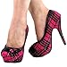 Show Story Classic Checkered Buttons High Heel Platform Stiletto Pumps,LF30441
