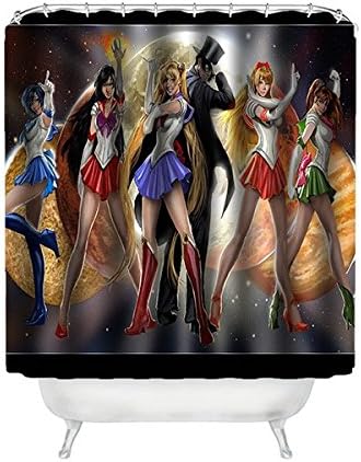 Unique Custom Anime sailor moon Shower Curtain Waterproof Polyester Fabric 66 Inches x 72 Inches
