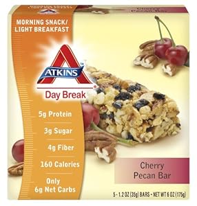 Atkins Day Break Cherry Pecan Bar, 5 Count, 1.2 ounce Bars