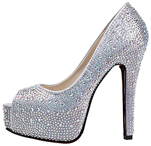 Littleboutique New Arrival Peep Toe Platforms Beads High Heels Wedding Pumps Bridal Shoe Party Pumps