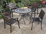 5pc Outdoor Dining Set with Ringed Pattern Tile Top in Black Finish