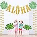 TMCCE Hawaiian Aloha Party Decorations Large Gold Glittery Aloha Banner For Luau Party Supplies Favors