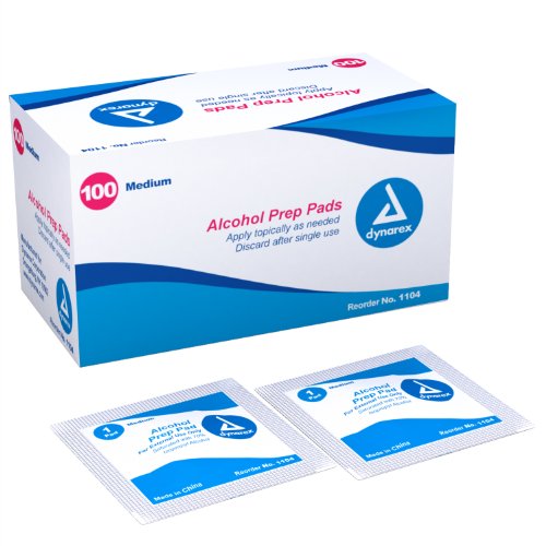Dynarex Alcohol Prep Pad, Medium, 100 Count (Pack of 20)