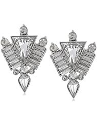 Vince Camuto Crystal Clear Silver Triangle Stud Earrings