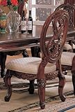 Set of 2 Dining Chairs with Ivory Upholstered Seat Cherry Brown Finish