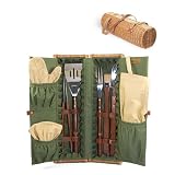Picnic Time Phoenix 23in. Rattan Deluxe BBQ Basket (Olive Green)