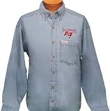Large (L) - Light Blue Denim NFL Tampa Bay Buccaneers Button up Long sleeve shirt
