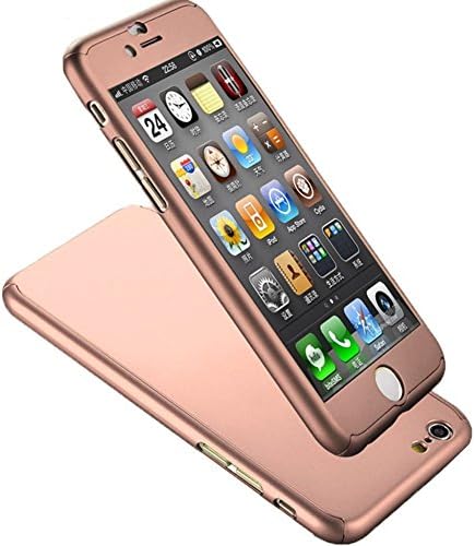 iPhone 6S Case Thin Full Body Coverage Protection Hard Slim iPhone 6S Case with Tempered Glass Screen Protector for Apple iPhone 6S 4.7 (Rose Red)