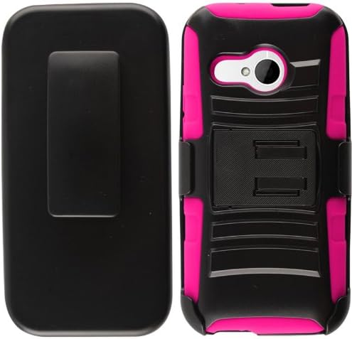 HTC One Mini 2 / HTC One Remix / HTC M8 Mini 3 in 1 Bundle Heavy Duty Armor Style 2 Case Cover w/ belt clip and viewing stand - Pink (Free Ultra-Sensitive Stylus Pen and Premium Screen Protector by BeautyCentral TM)