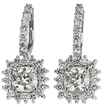 18k White Gold Cushion Cut Diamond Earrings (GIA Certified 2.31 cttw centers, 3.43 cttw, H Color, VS1-VVS2 Clarity)