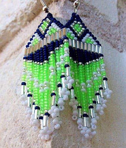Seahawks Traditional Beaded Football Earrings